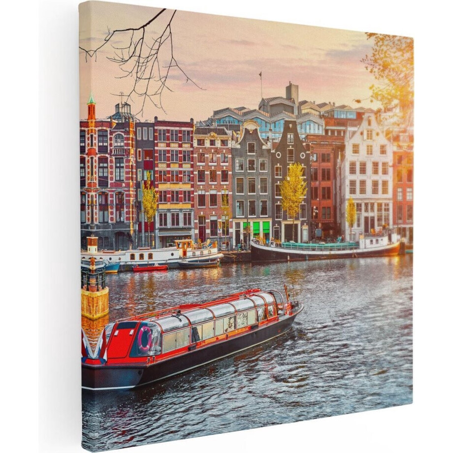 Artaza Canvas Schilderij Amsterdamse Huisjes Vanaf De Grachten - 30x30 - Klein - Foto Op Canvas - Canvas Print afbeelding 1
