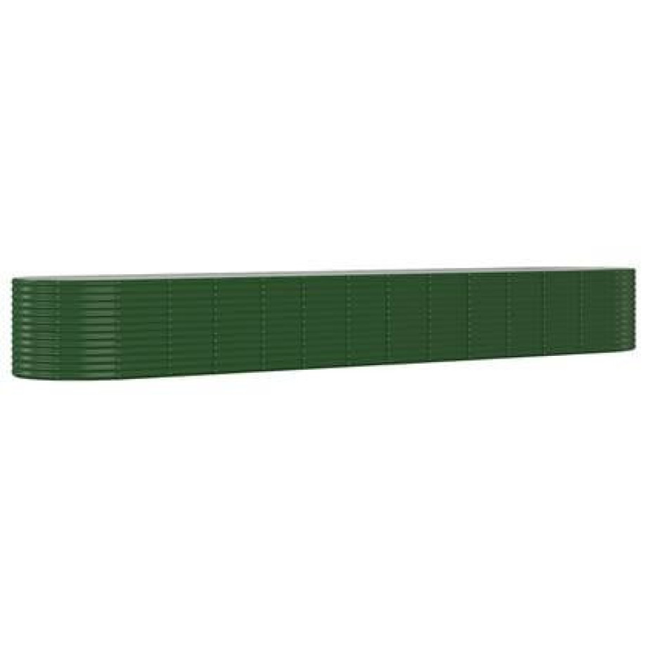 vidaXL Plantenbak 554x100x68 cm gepoedercoat staal groen afbeelding 1
