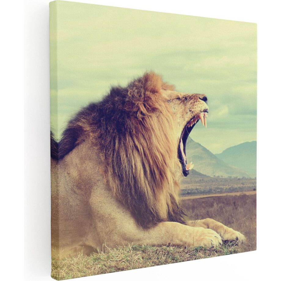 Artaza Canvas Schilderij Brullende Leeuw - 90x90 - Groot - Foto Op Canvas - Canvas Print Artaza Canvas Schilderij Brullende Leeuw - 90x90 - Groot - Foto Op Canvas - Canvas Print afbeelding 1