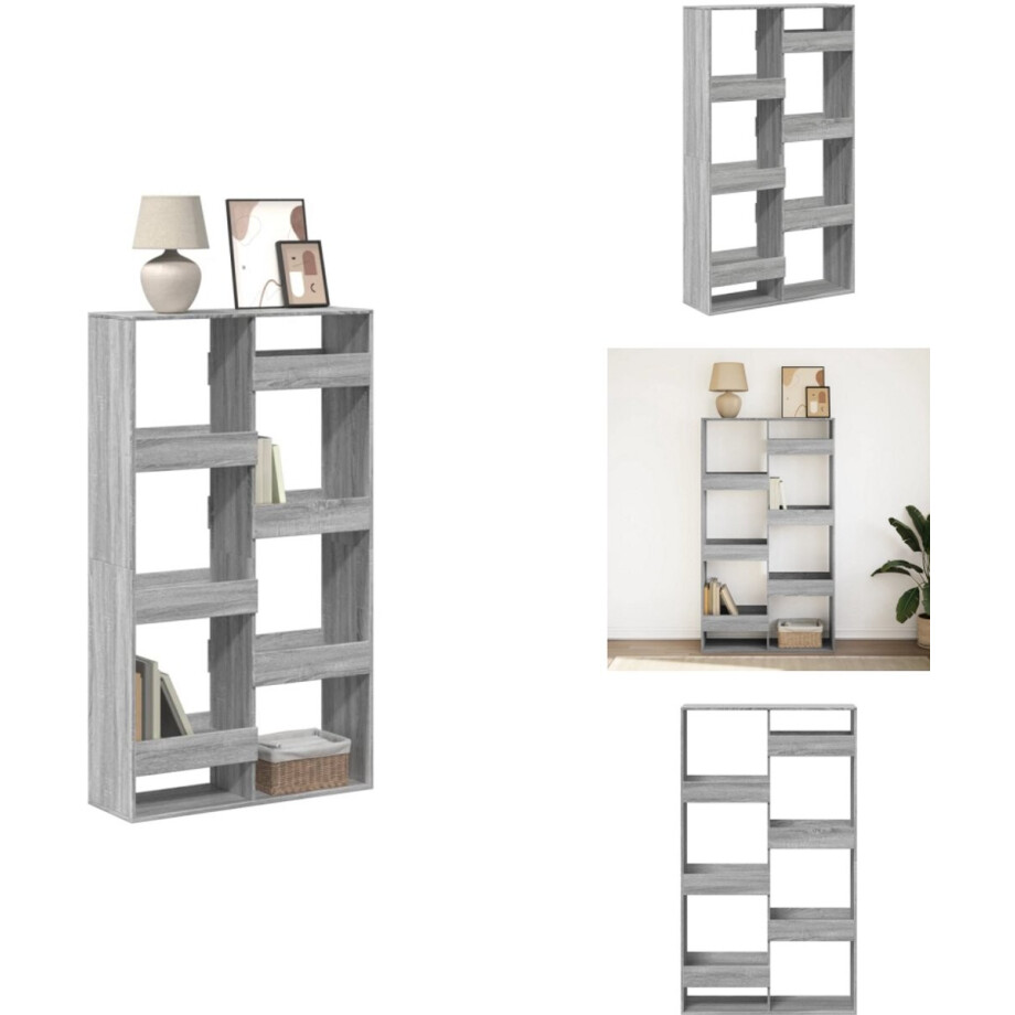 vidaXL Boekenkast - Boekenkasten - Boeken Plank - Schappenkast - Boekenkast 100x33x175 cm bewerkt hout grijs sonoma eikenkleurig afbeelding 1