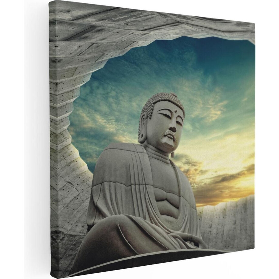 Artaza Canvas Schilderij Boeddha Beeld In Het Park - 80x80 - Groot - Foto Op Canvas - Canvas Print afbeelding 1