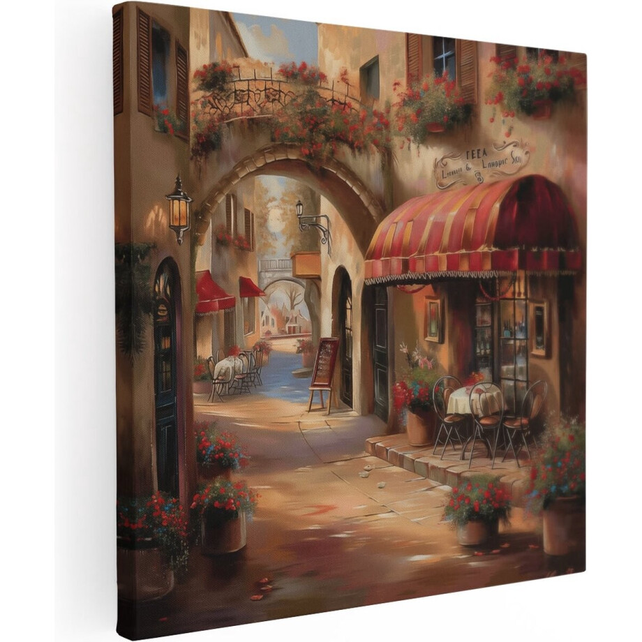 Artaza Canvas Schilderij Kunstwerk van een Straatbeeld - 50x50 cm - Wanddecoratie Woonkamer - Schilderijen - Muurdecoratie afbeelding 1