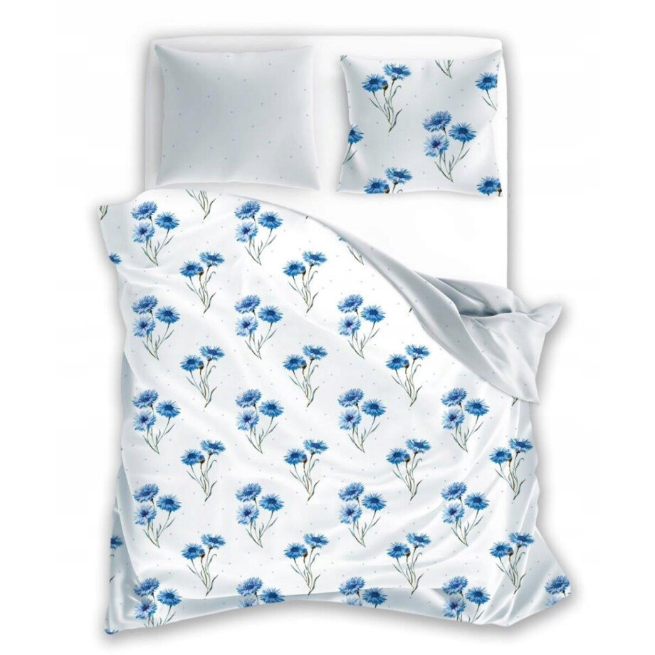 Katoenen Dekbedovertrek 140x200 Cottage Bloemen Wit afbeelding 1