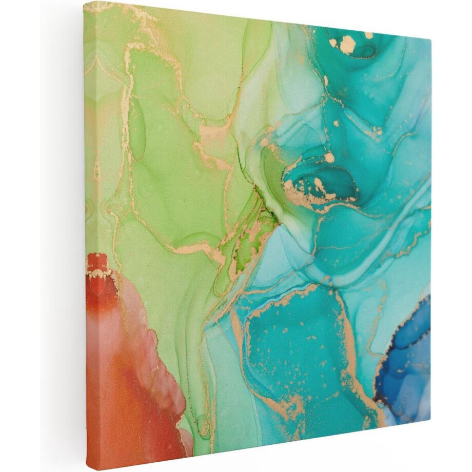 Artaza Canvas Schilderij Abstracte Kunst - Kleurrijke Marmer - 40x40 - Klein - Foto Op Canvas - Canvas Print afbeelding 1