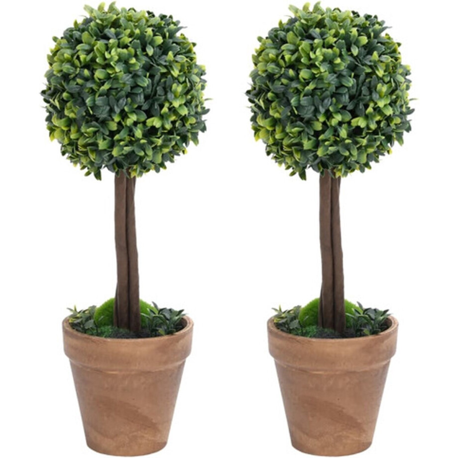 vidaXL - Kunstplanten - met - pot - 2 - st - buxus - bolvorming - 56 - cm - groen vidaXL - Kunstplanten - met - pot - 2 - st - buxus - bolvorming - 56 - cm - groen afbeelding 1