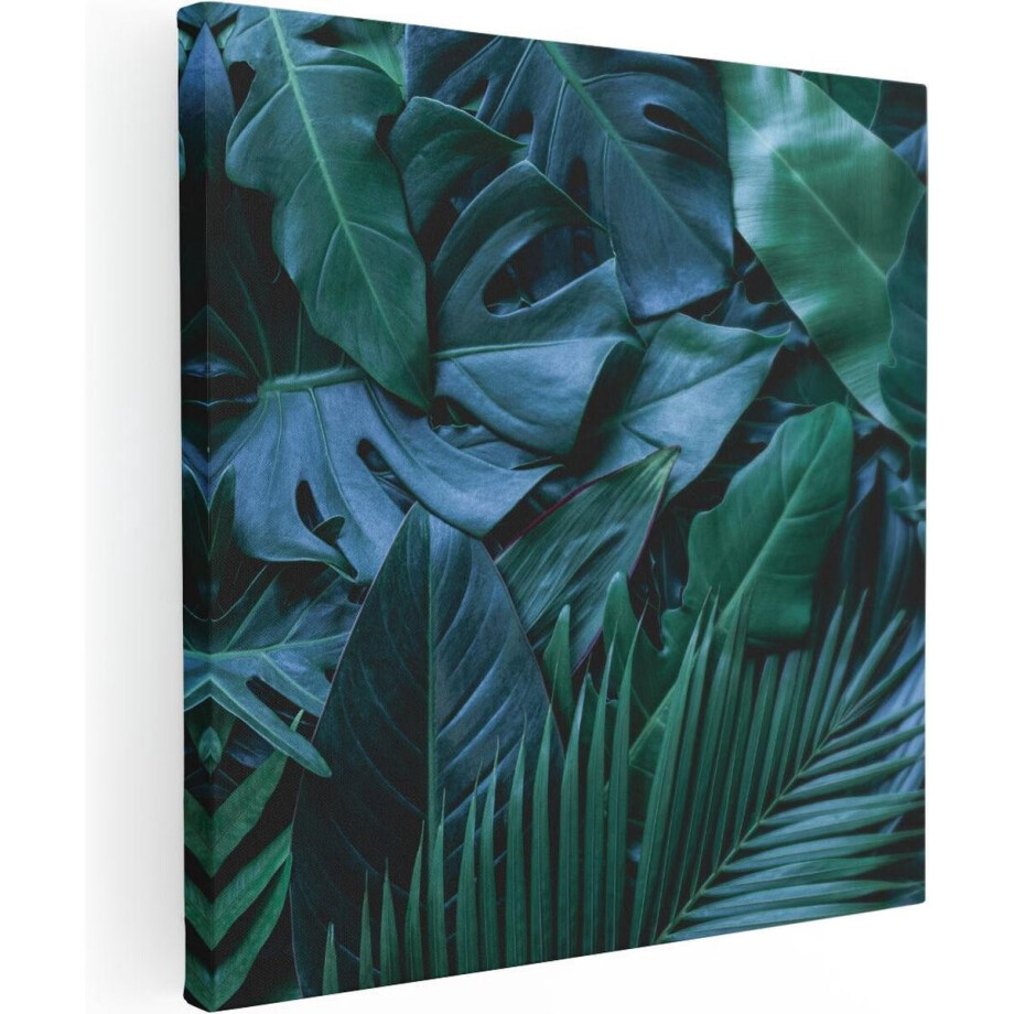 Artaza Canvas Schilderij Jungle Bladeren - 90x90 cm - Wanddecoratie Botanisch - Muurdecoratie Planten - Kamer Accessoires Groen Artaza Canvas Schilderij Jungle Bladeren - 90x90 cm - Wanddecoratie Botanisch - Muurdecoratie Planten - Kamer Accessoires Groen afbeelding 1