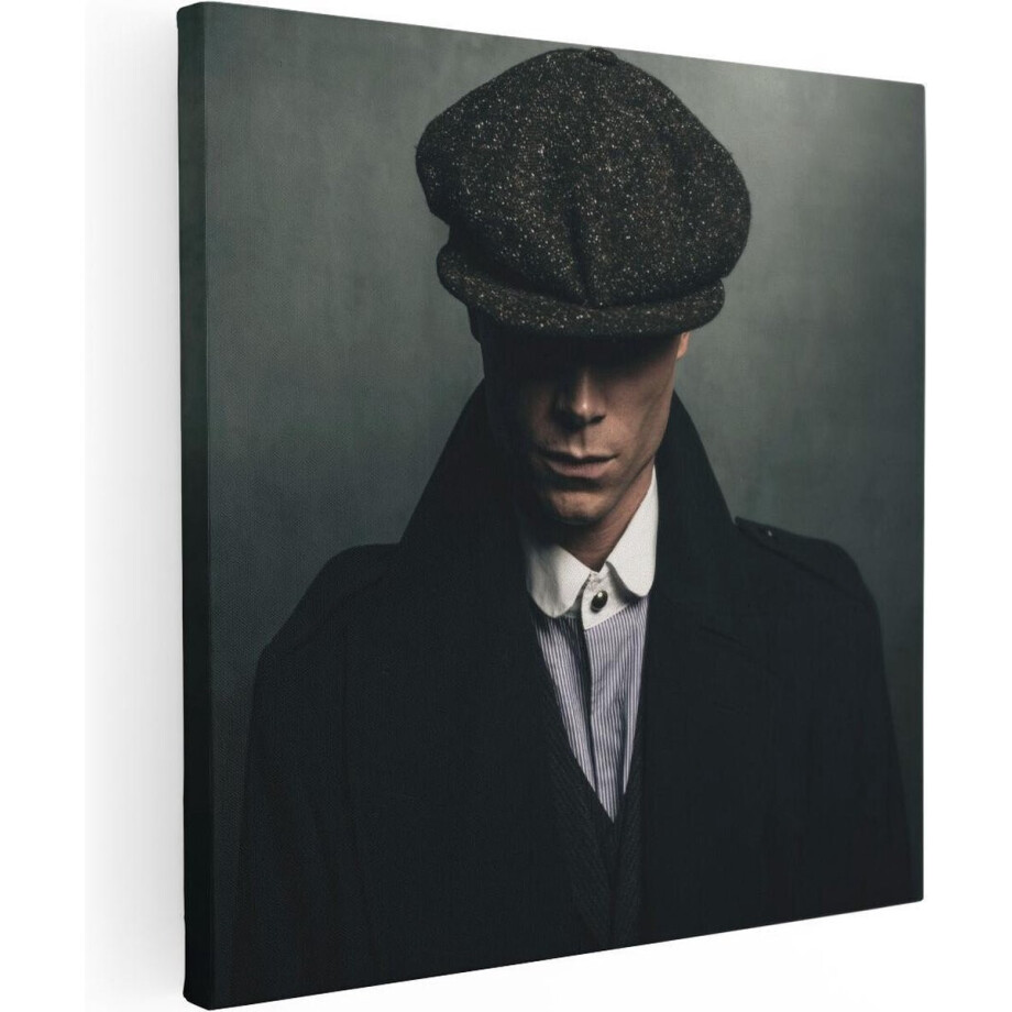 Artaza Canvas Schilderij Peaky Blinders - 80x80 cm - Wanddecoratie Gangster - Muurdecoratie Man - Schilderijen Op Canvas Mancave afbeelding 1
