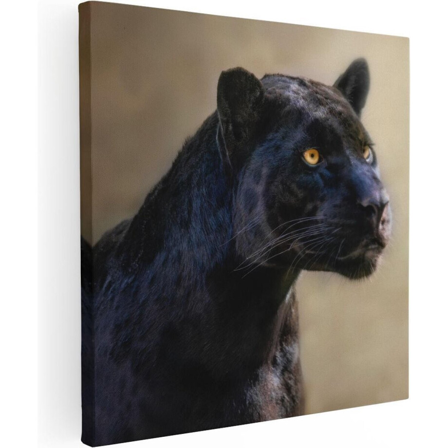 Artaza Canvas Schilderij Zwarte Panter Met Oranje Ogen - 60x60 - Foto Op Canvas - Canvas Print afbeelding 1