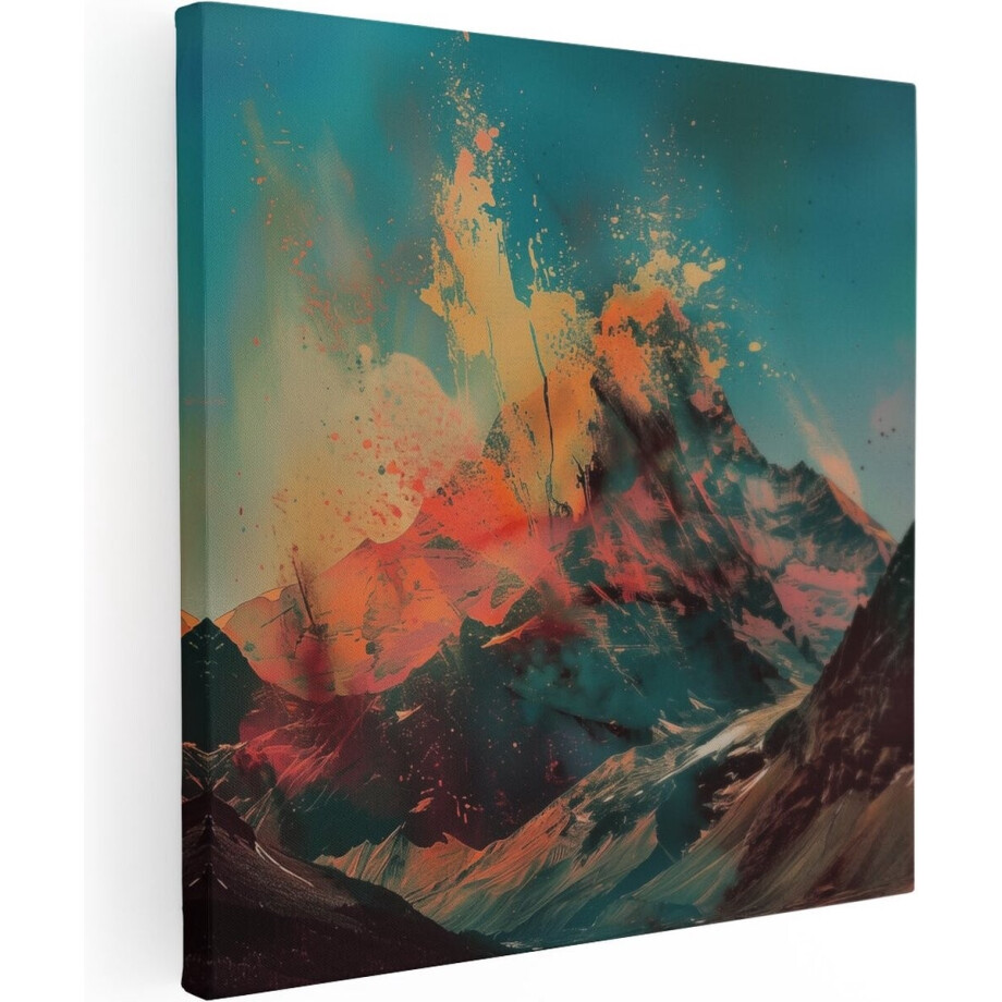 Artaza Canvas Schilderij Abstracte Berg - 70x70 cm - Wanddecoratie Woonkamer - Schilderijen - Muurdecoratie afbeelding 1