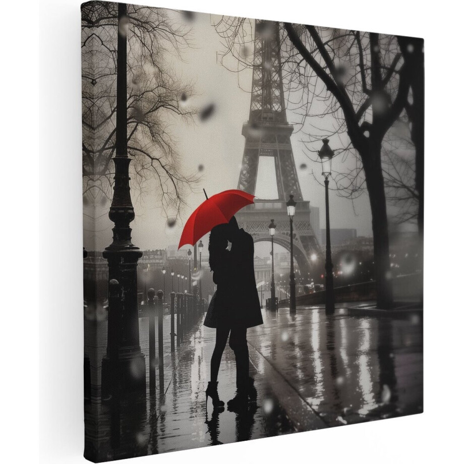 Artaza Canvas Schilderij Paar met Paraplu bij de Eiffeltoren - Parijs - 60x60 cm - Wanddecoratie Woonkamer - Schilderijen - Muurdecoratie Artaza Canvas Schilderij Paar met Paraplu bij de Eiffeltoren - Parijs - 60x60 cm - Wanddecoratie Woonkamer - Schilderijen - Muurdecoratie afbeelding 1