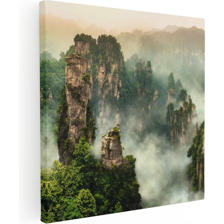 Artaza Canvas Schilderij Bergen - 70x70 cm - Wanddecoratie Landschap - Muurdecoratie Natuur - Schilderijen Op Canvas Mist Artaza Canvas Schilderij Bergen - 70x70 cm - Wanddecoratie Landschap - Muurdecoratie Natuur - Schilderijen Op Canvas Mist afbeelding 1