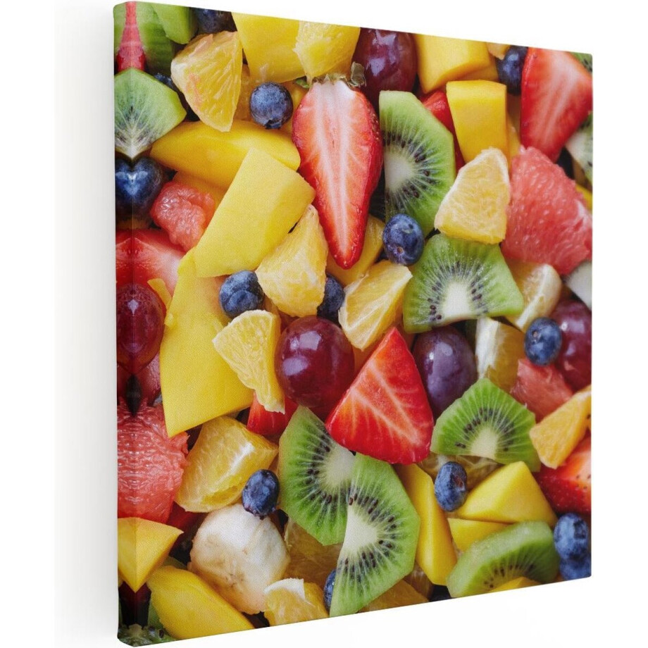 Artaza Canvas Schilderij Diverse Kleurrijke Fruit Achtergrond - 60x60 - Foto Op Canvas - Canvas Print afbeelding 1