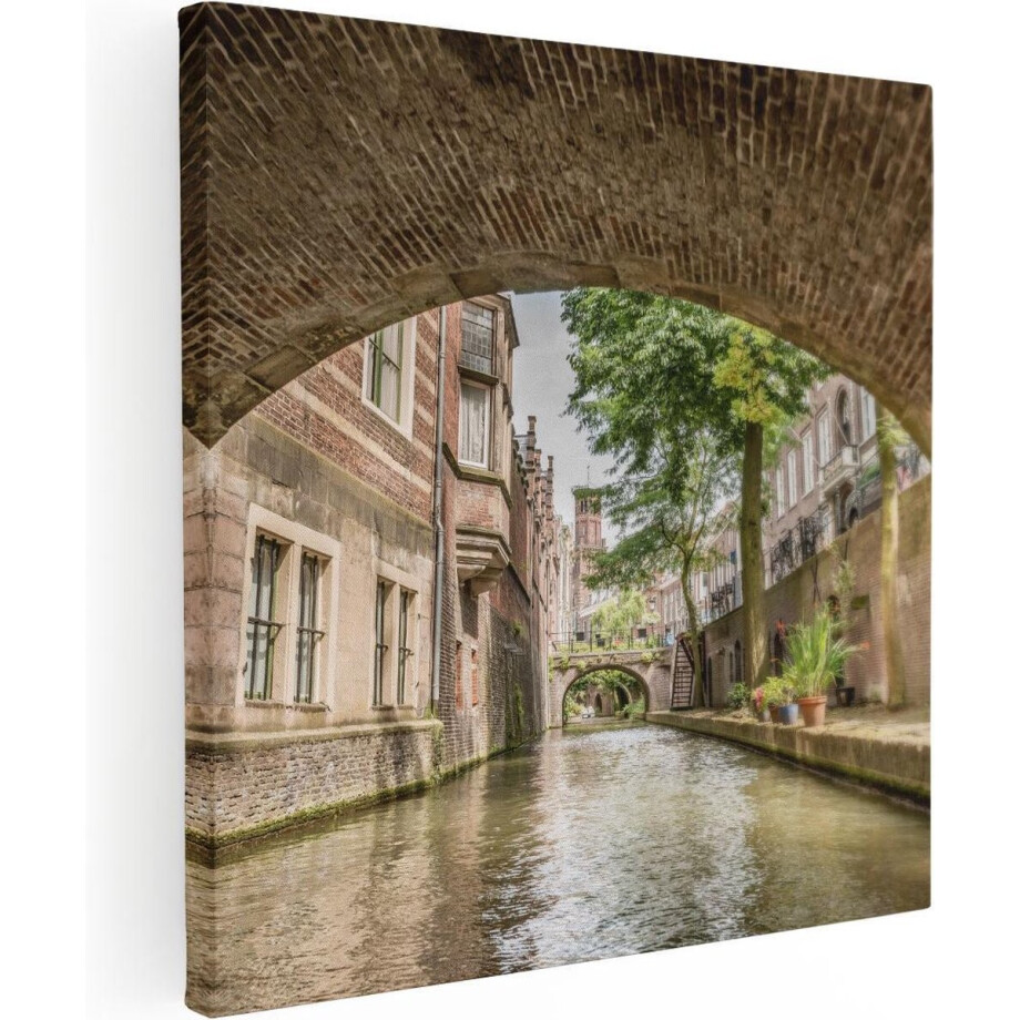 Artaza Canvas Schilderij Utrecht - 60x60 cm - Wanddecoratie Gracht - Muurdecoratie Stad - Schilderijen Op Canvas afbeelding 1
