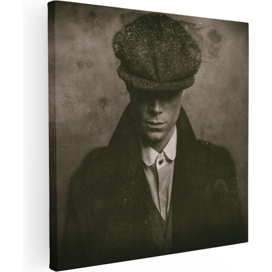 Artaza Canvas Schilderij Engelse Gangster Uit Jaren 1920 - Zwart Wit - 30x30 - Klein - Foto Op Canvas - Canvas Print afbeelding 1
