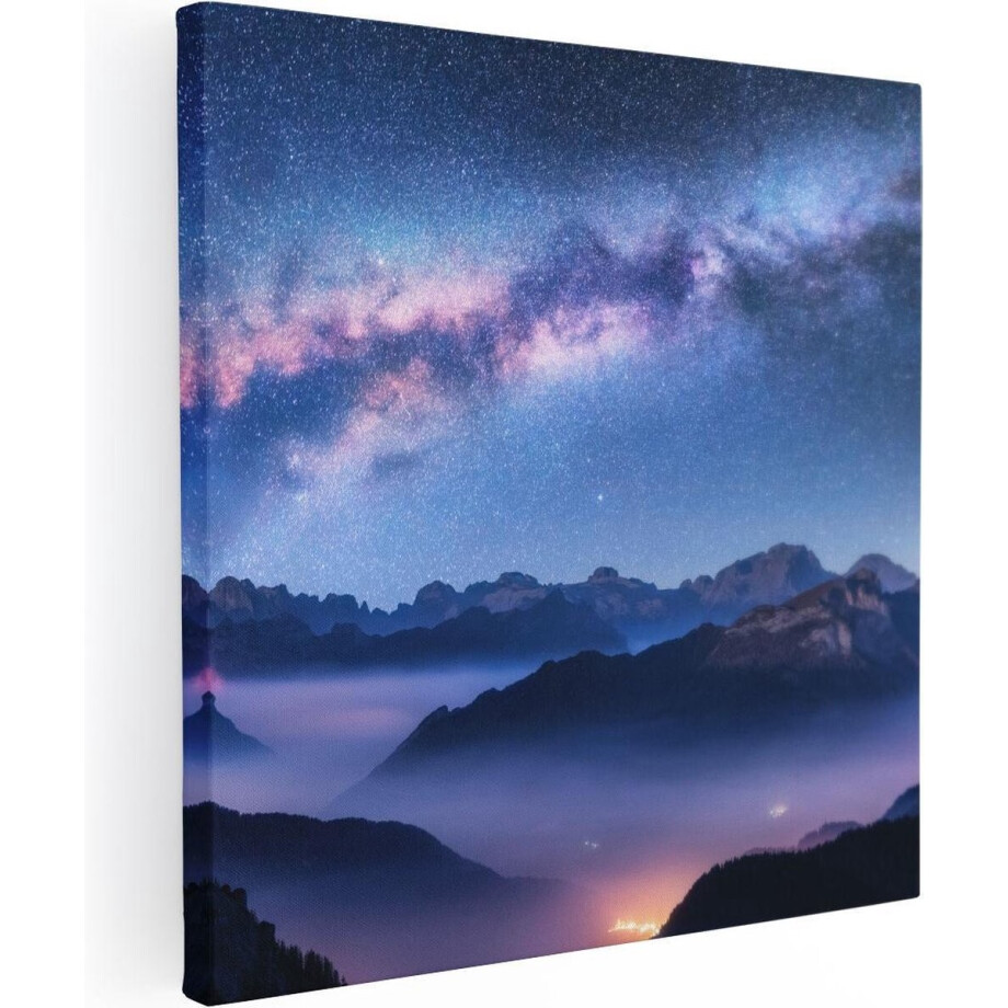 Artaza Canvas Schilderij Melkweg - 50x50 cm - Wanddecoratie Bergen - Muurdecoratie Sterrenhemel - Schilderijen Op Canvas Nachtlandschap Artaza Canvas Schilderij Melkweg - 50x50 cm - Wanddecoratie Bergen - Muurdecoratie Sterrenhemel - Schilderijen Op Canvas Nachtlandschap afbeelding 1