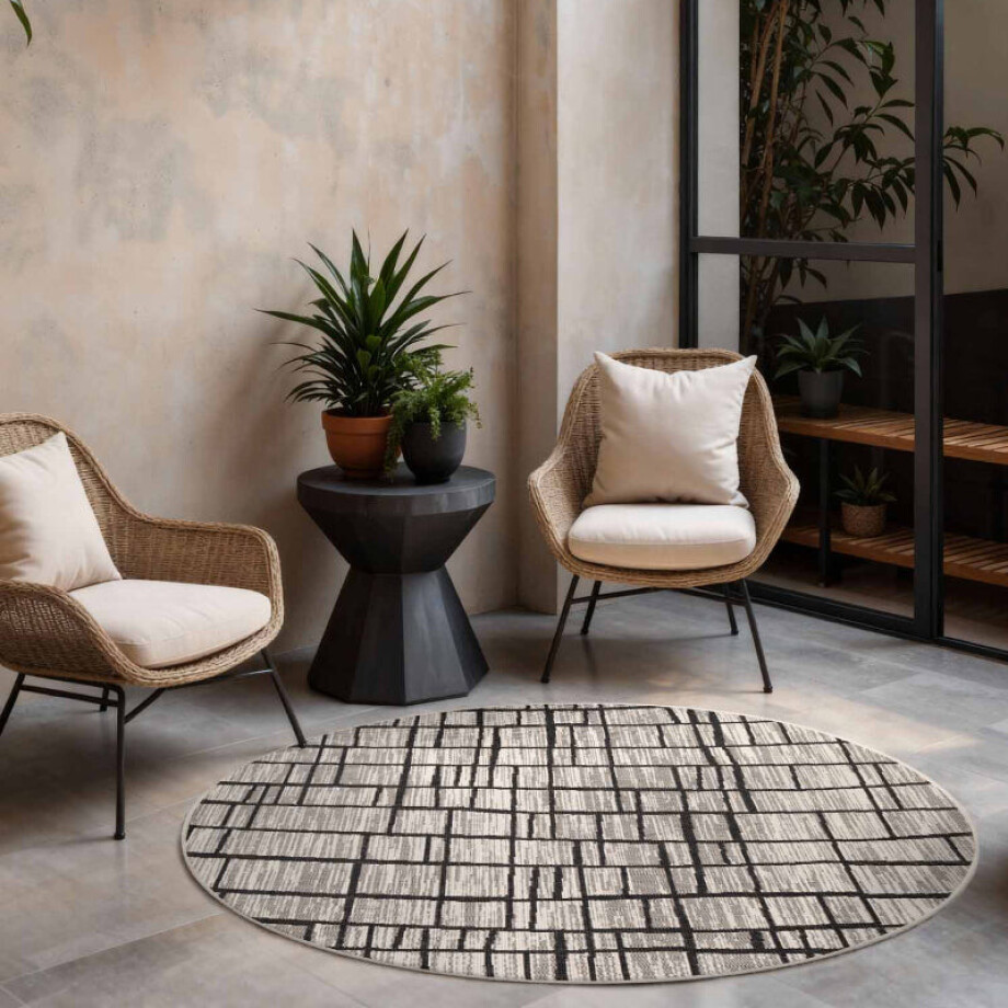 Vloerkleed Crouch Rond - Zwart Wit Xcm - Polypropyleen - Dekbed-Discounter.nl Vloerkleed Crouch Rond - Zwart Wit Xcm - Polypropyleen - Dekbed-Discounter.nl afbeelding