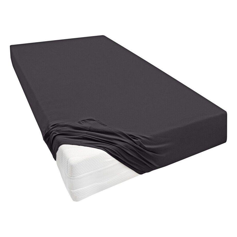 Biberna Jersey hoeslaken voor boxspringmatrassen (Antraciet, 90-100 x 200-220 cm) afbeelding 1