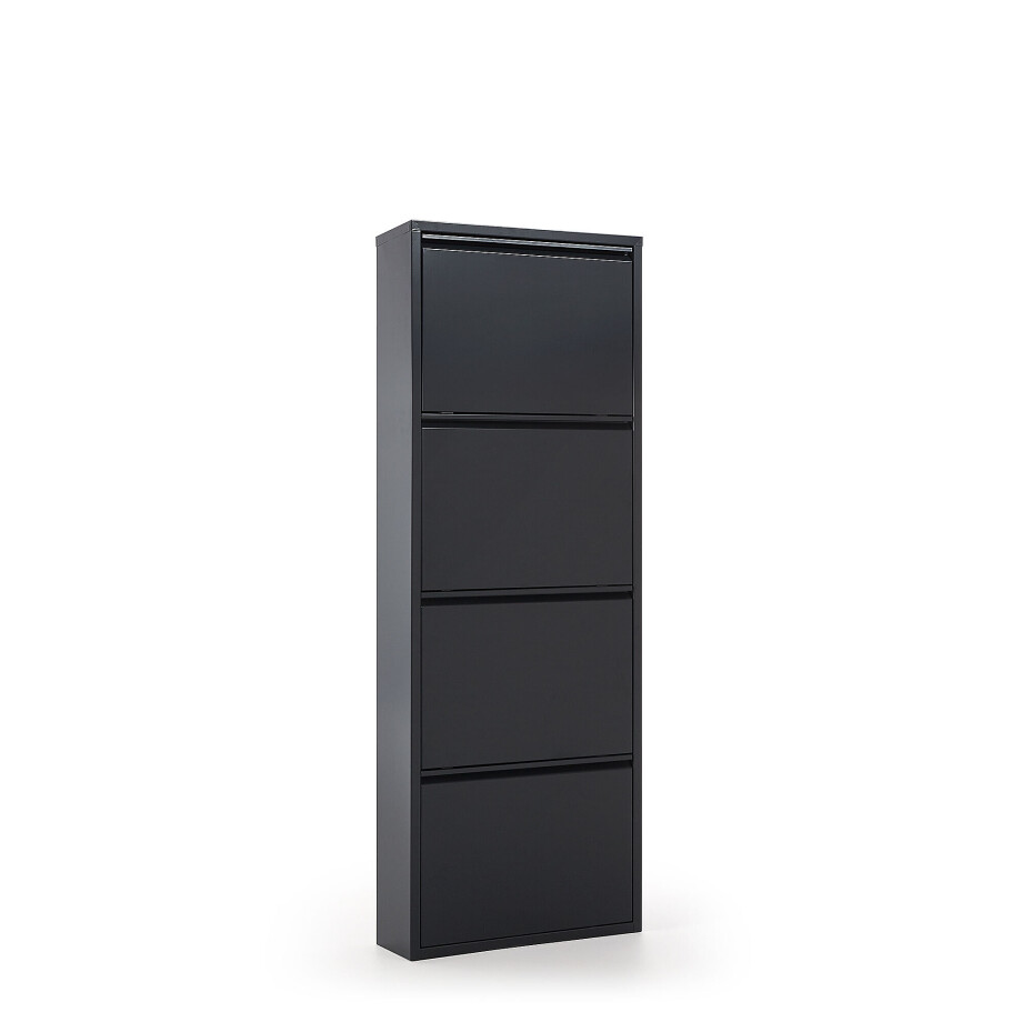 Kave Home Schoenenkast 'Ode' 4-deurs, kleur Zwart Kave Home Schoenenkast 'Ode' 4-deurs, kleur Zwart afbeelding 1