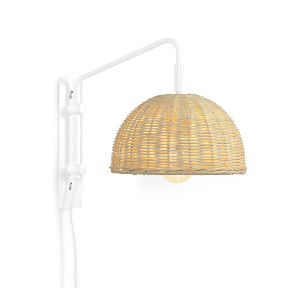 Kave Home Wandlamp 'Damila' Rotan, kleur Wit afbeelding 1