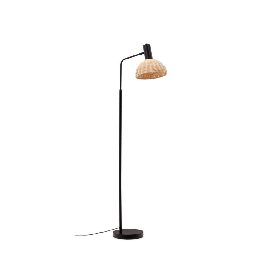 Kave Home Vloerlamp 'Damila' Rotan, 168cm, kleur Zwart afbeelding 1