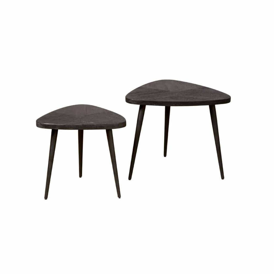Tower Living Driehoekige Salontafel 'Viola' Mangohout, Set van 2 stuks, kleur Zwart Tower Living Driehoekige Salontafel 'Viola' Mangohout, Set van 2 stuks, kleur Zwart afbeelding 1