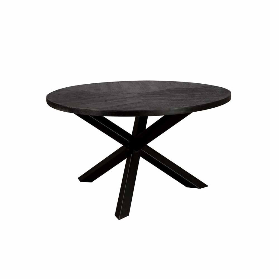 Tower Living Ronde Eettafel 'Viola' Mangohout, 130cm, kleur Zwart afbeelding 1