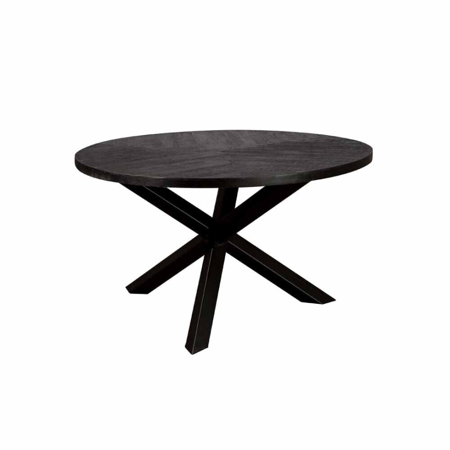 Tower Living Ronde Eettafel 'Viola' Mangohout, 130cm, kleur Zwart Tower Living Ronde Eettafel 'Viola' Mangohout, 130cm, kleur Zwart afbeelding 1