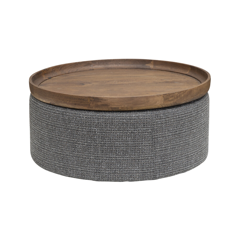 Tower Living Ronde Salontafel 'Ossana' Mangohout en stof, 80cm, kleur Grijs Tower Living Ronde Salontafel 'Ossana' Mangohout en stof, 80cm, kleur Grijs afbeelding 1