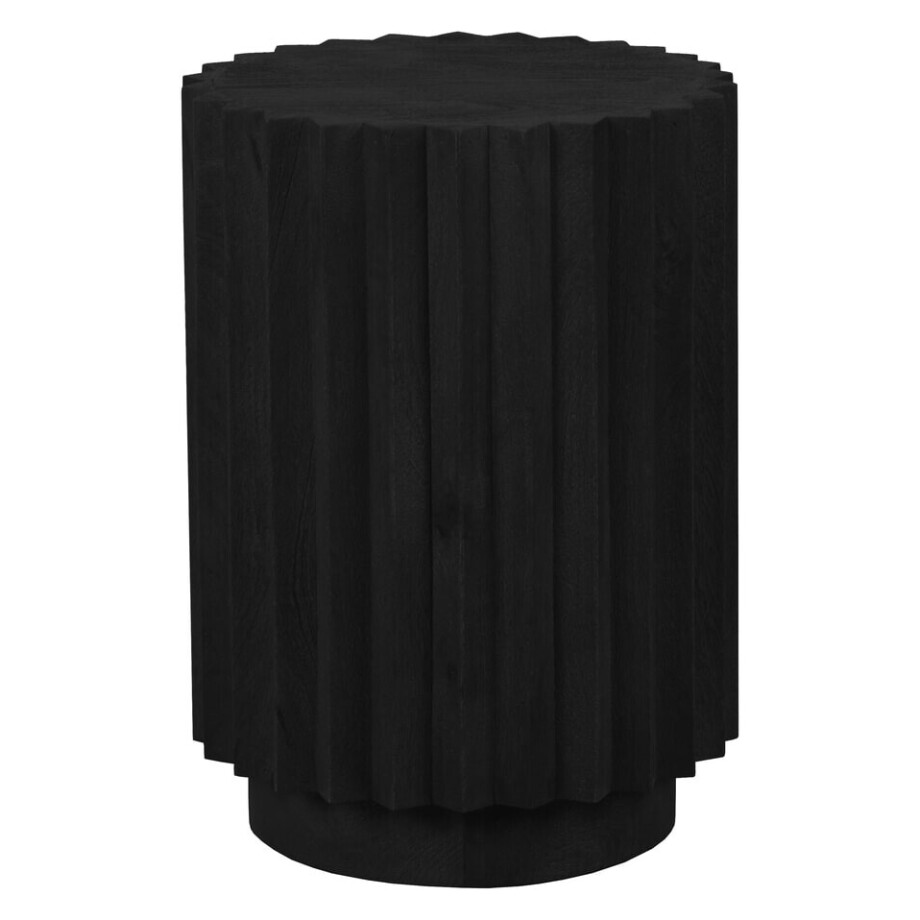 LABEL51 Ronde Bijzettafel 'Novan' Mangohout, 35cm, kleur Zwart afbeelding 1