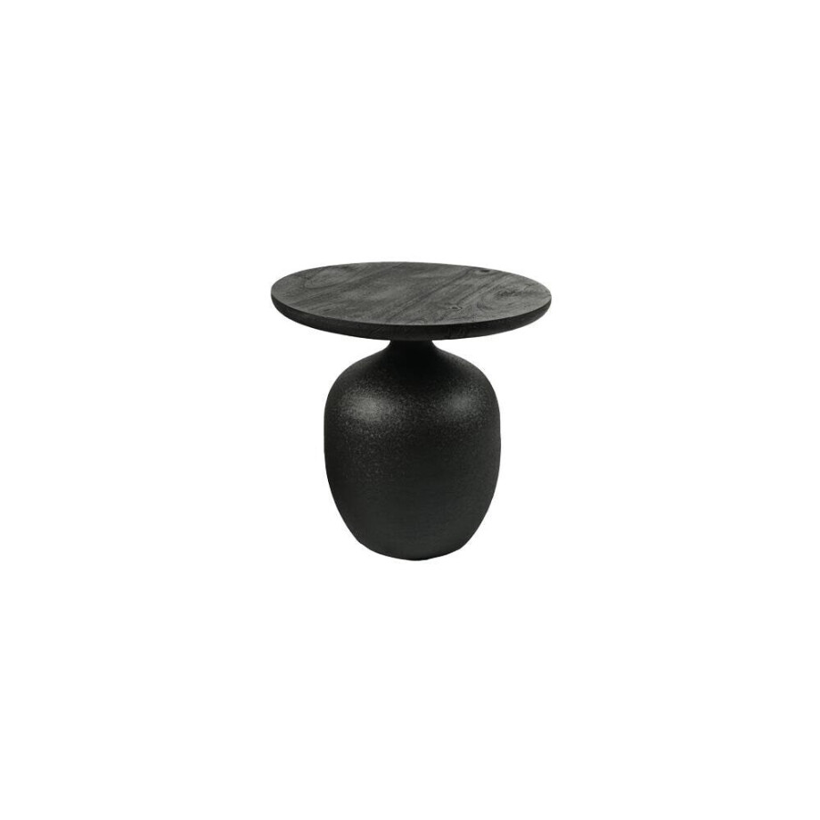 Tower Living Ronde Bijzettafel 'Vigo' Mangohout, 45cm, kleur Zwart afbeelding 1