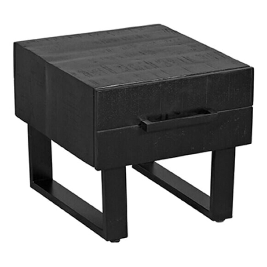 LABEL51 Salontafel 'Santos' 50 x 44cm, Mangohout, kleur Zwart afbeelding 1