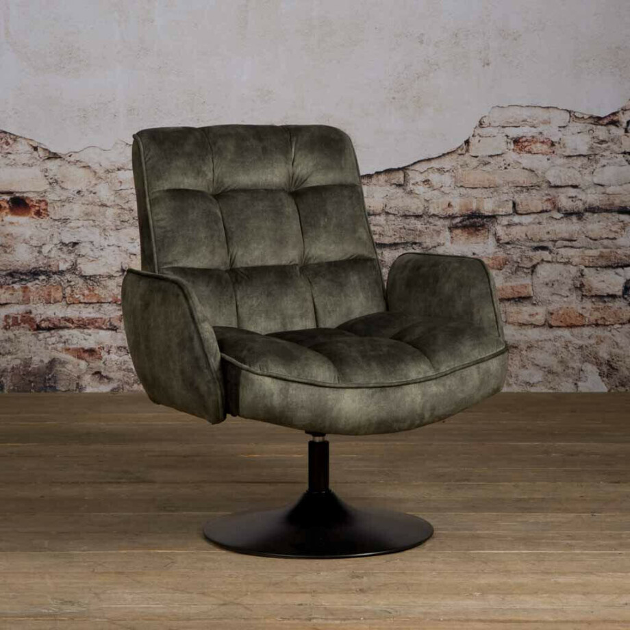 Tower Living Draaibare Fauteuil 'Tropea' Velvet, kleur Donkergroen Tower Living Draaibare Fauteuil 'Tropea' Velvet, kleur Donkergroen afbeelding 1