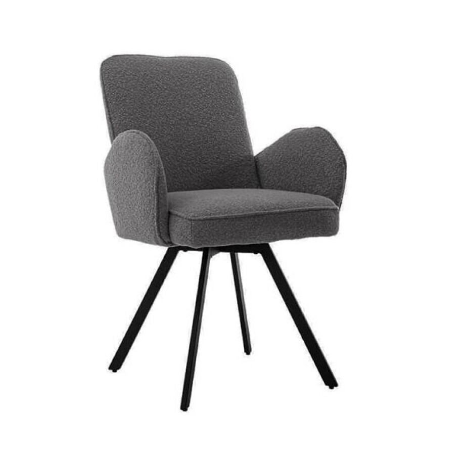 Tower Living Draaibare Eetkamerstoel 'Livo' Bouclé, kleur Antraciet Tower Living Draaibare Eetkamerstoel 'Livo' Bouclé, kleur Antraciet afbeelding 1