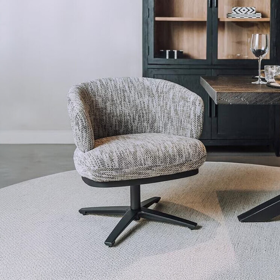 Tower Living Draaibare Eetkamerstoel 'Perca' Lounge, kleur Wit/Grijs afbeelding 1