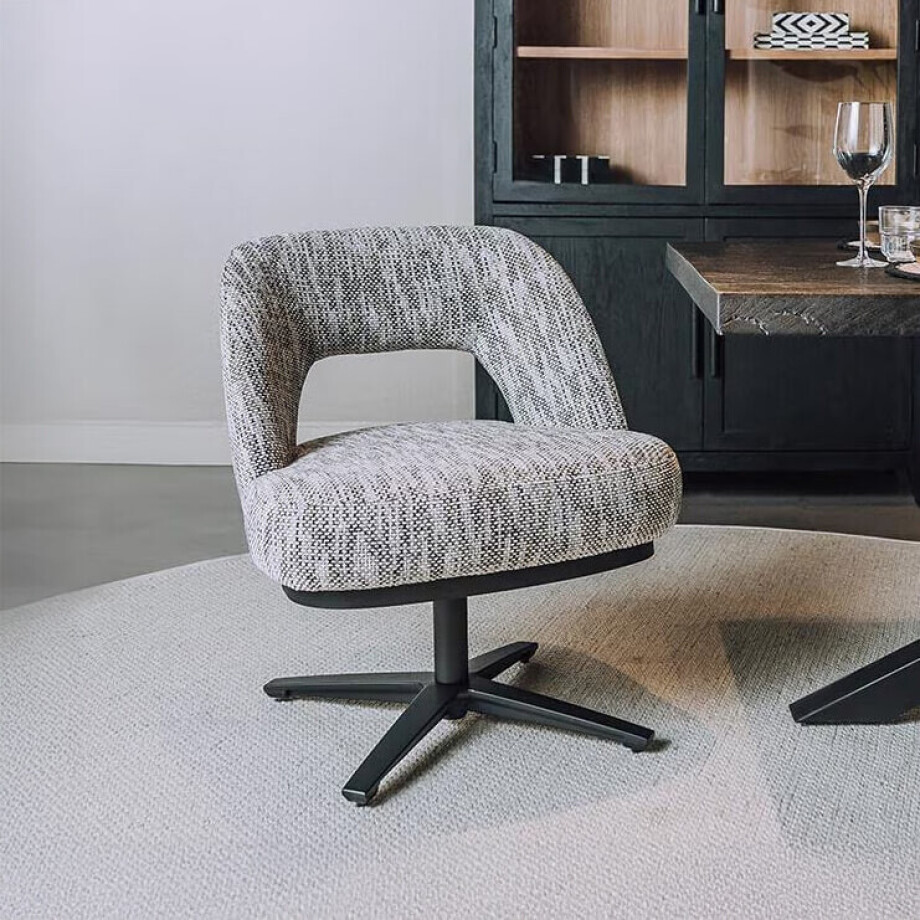 Tower Living Draaibare Eetkamerstoel 'Caldes' Lounge, kleur Wit/Grijs afbeelding 1