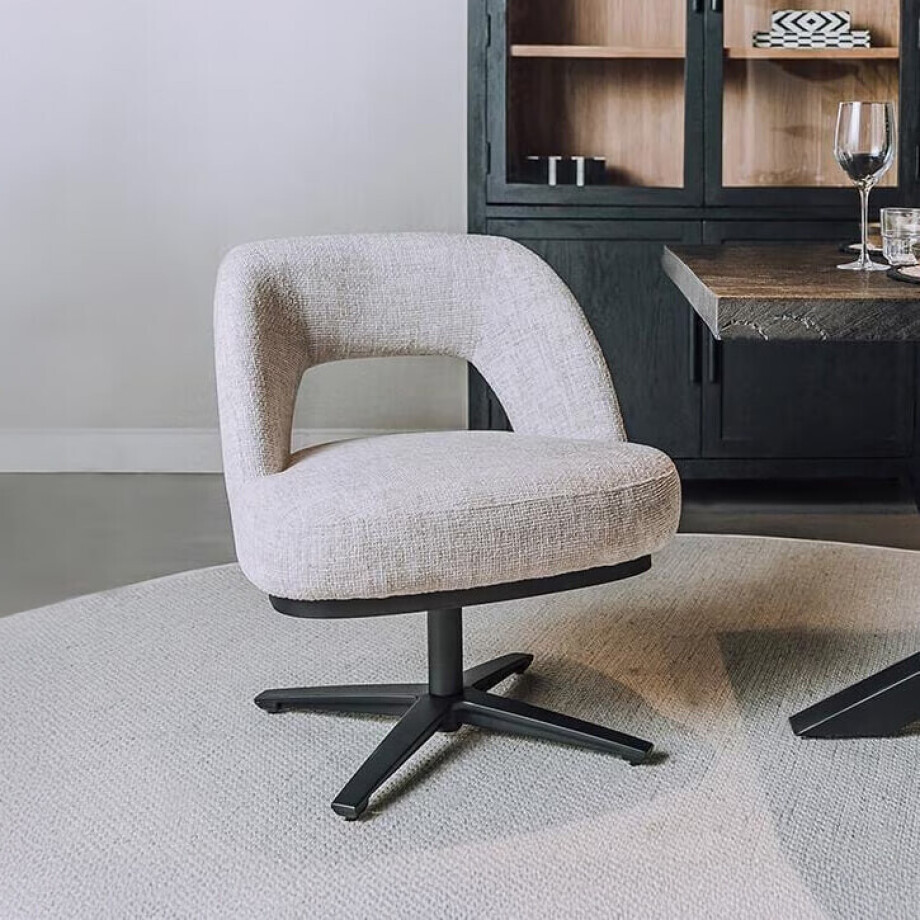 Tower Living Draaibare Eetkamerstoel 'Caldes' Lounge, kleur Off White afbeelding 1