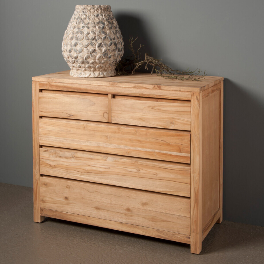 Tower Living Ladekast 'Corona' Teak met 5 laden afbeelding 
