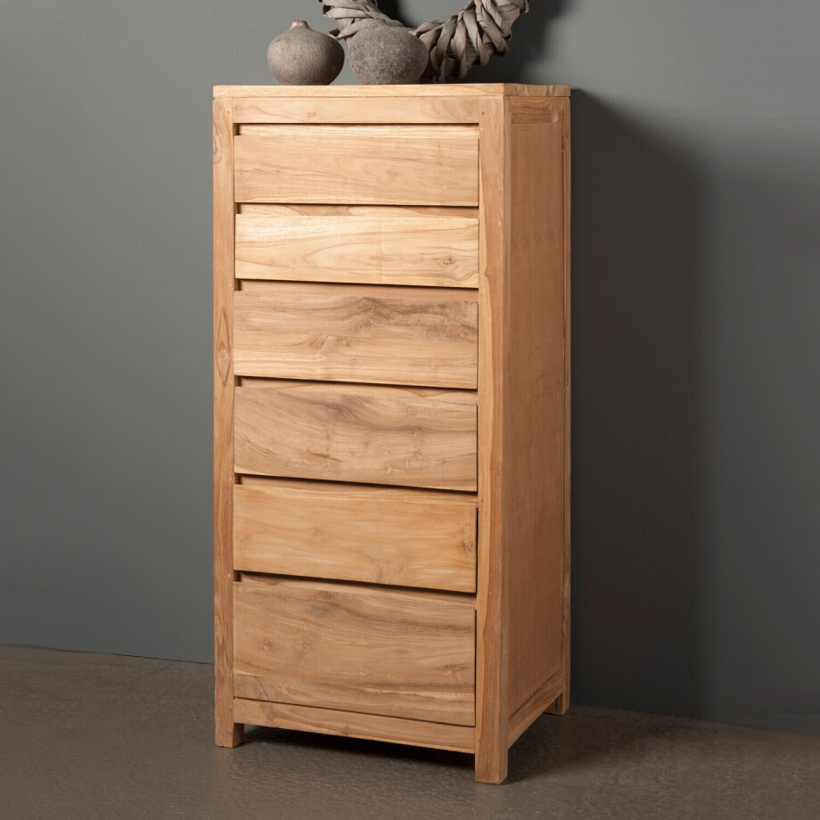Tower Living Ladekast 'Corona' Teak met 6 laden afbeelding 