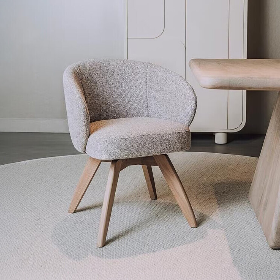 Tower Living Draaibare Eetkamerstoel 'Brescia' Bouclé, kleur Lichtgrijs Tower Living Draaibare Eetkamerstoel 'Brescia' Bouclé, kleur Lichtgrijs afbeelding 1