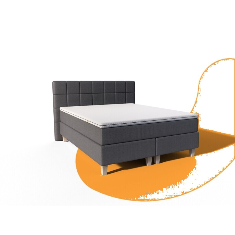 Emma Deluxe Boxspring 140x200 - Beige - Klassiek - Zwart Eiken - Hybrid afbeelding 