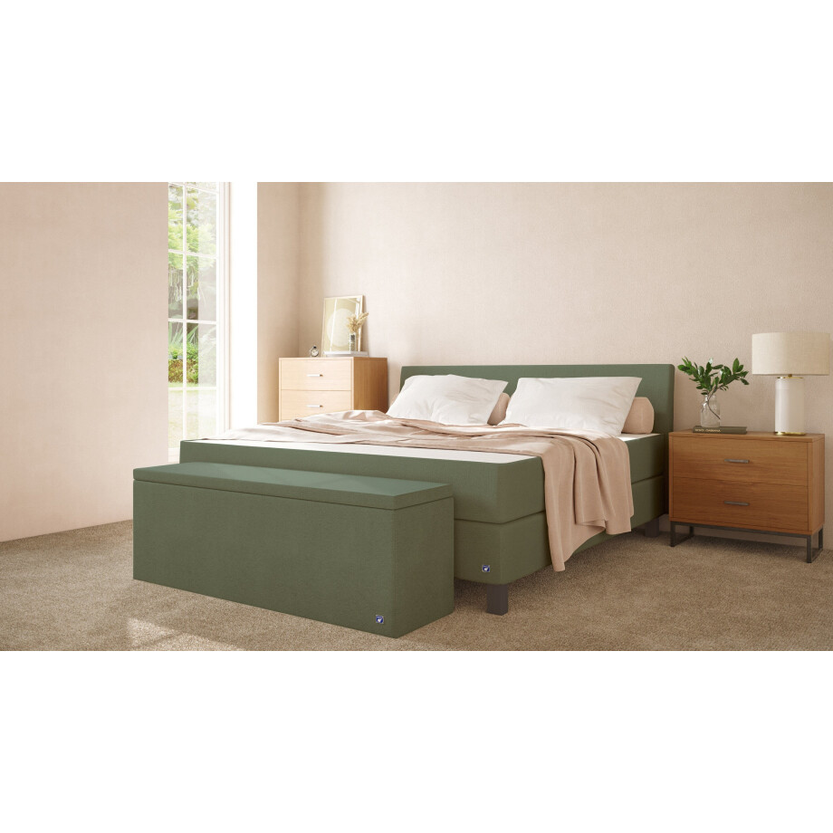 BRUNO Premium boxspring 140x200 cm in mosgroen | matrashardheid: links H2 / rechts H3 | meervoudig bekroond voor design en kwaliteit afbeelding 1