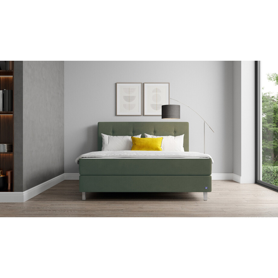 BRUNO Premium Boxspring 200x200cm in mosgroen | Matrashardheid: Links H3 / Rechts H2 | Meervoudig bekroond voor design en kwaliteit afbeelding 1