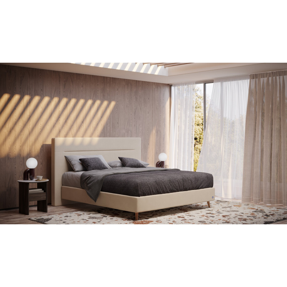 BRUNO Surpreme boxspring 200x200cm in beige | Keuze uit: 6 kleuren & 4 hoofdborden | Luxe 27 cm Pulse-Latex-matras | Made in Germany afbeelding 1