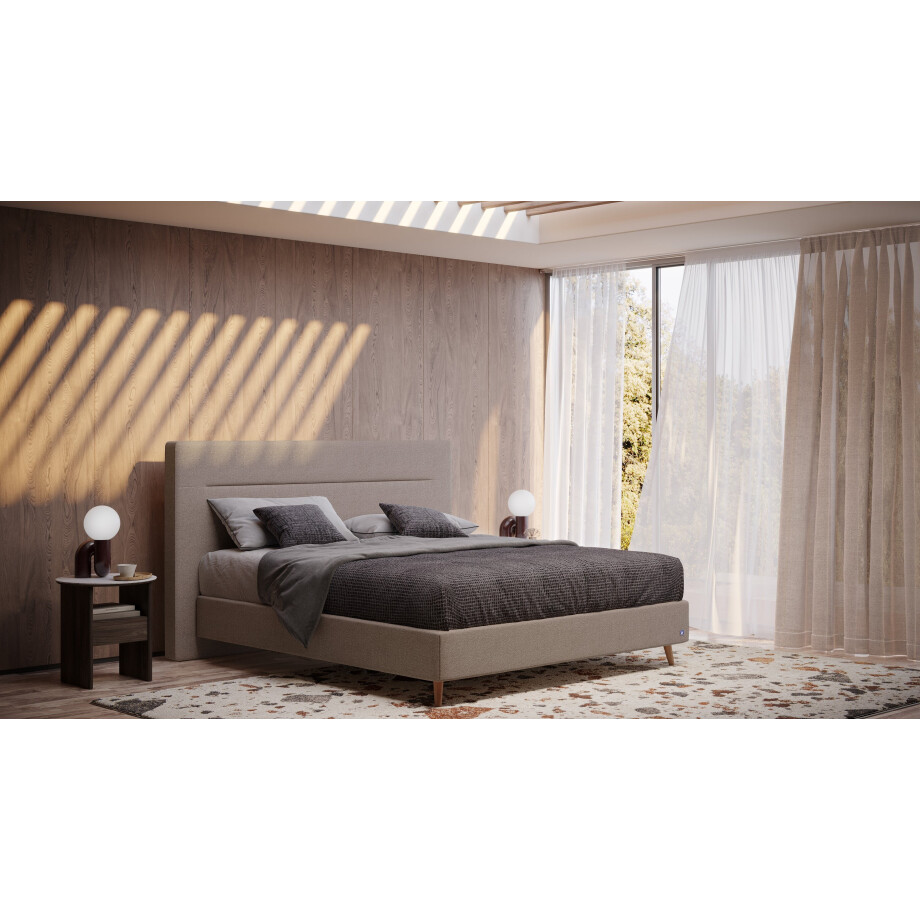 BRUNO Surpreme boxspring 140x200cm in taupe grijs-beige | Keuze uit: 6 kleuren & 4 hoofdborden | Luxe 27 cm Pulse-Latex-matras | Made in Germany afbeelding 1