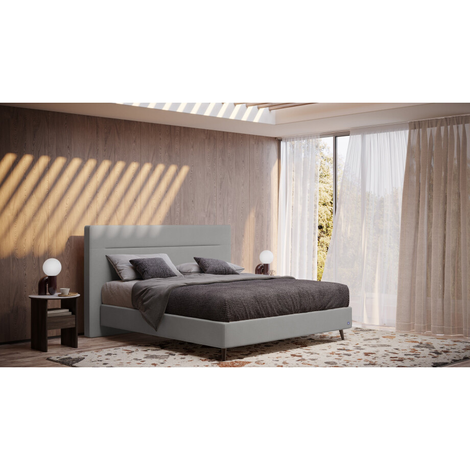 BRUNO Surpreme boxspring 140x200cm in licht grijs | Keuze uit: 6 kleuren & 4 hoofdborden | Luxe 27 cm Pulse-Latex-matras | Made in Germany afbeelding 1