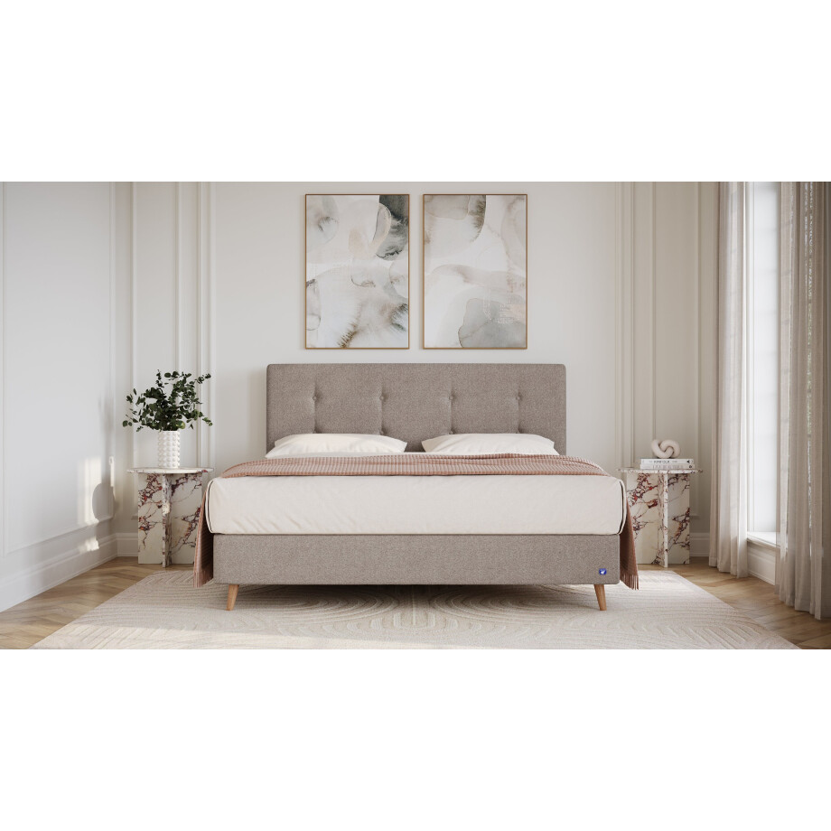 BRUNO Surpreme boxspring 140x200cm in taupe grijs-beige | Keuze uit: 6 kleuren & 4 hoofdborden | Luxe 27 cm Pulse-Latex-matras | Made in Germany afbeelding 1