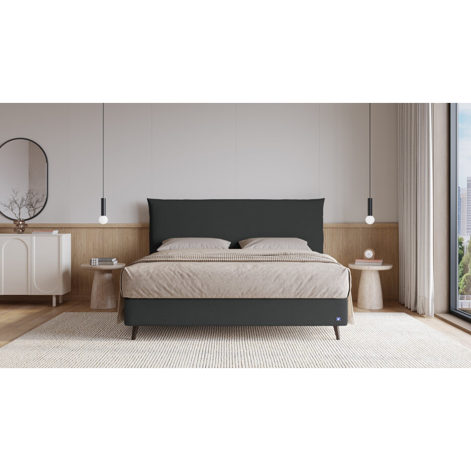 BRUNO Surpreme boxspring 200x200cm in antraciet | Keuze uit: 6 kleuren & 4 hoofdborden | Luxe 27 cm Pulse-Latex-matras | Made in Germany afbeelding 1