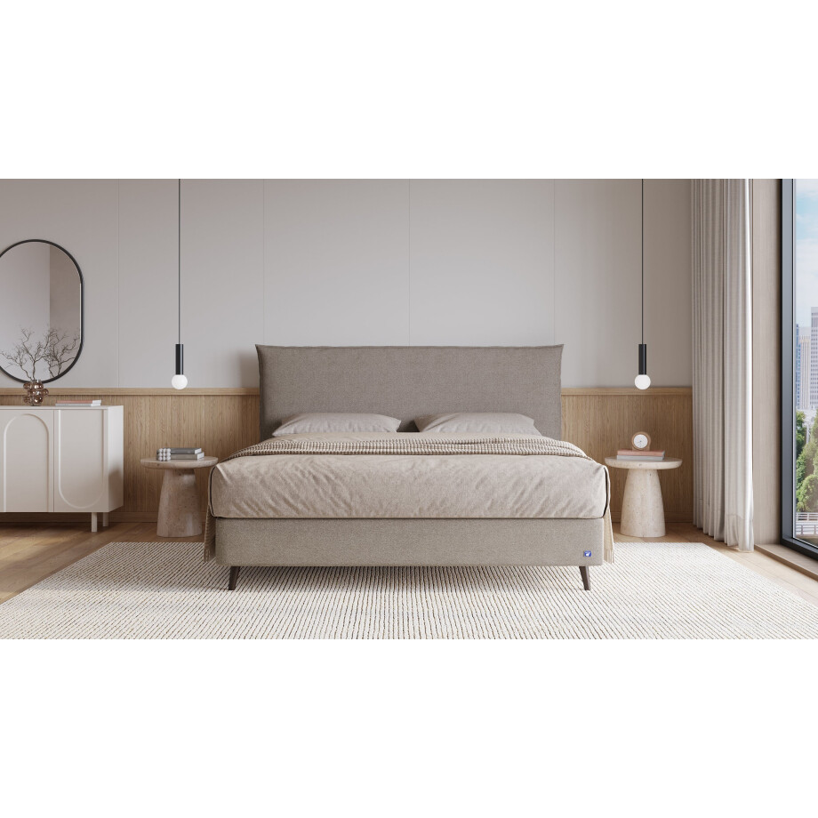 BRUNO Surpreme boxspring 140x200cm in taupe grijs-beige | Keuze uit: 6 kleuren & 4 hoofdborden | Luxe 27 cm Pulse-Latex-matras | Made in Germany afbeelding 1