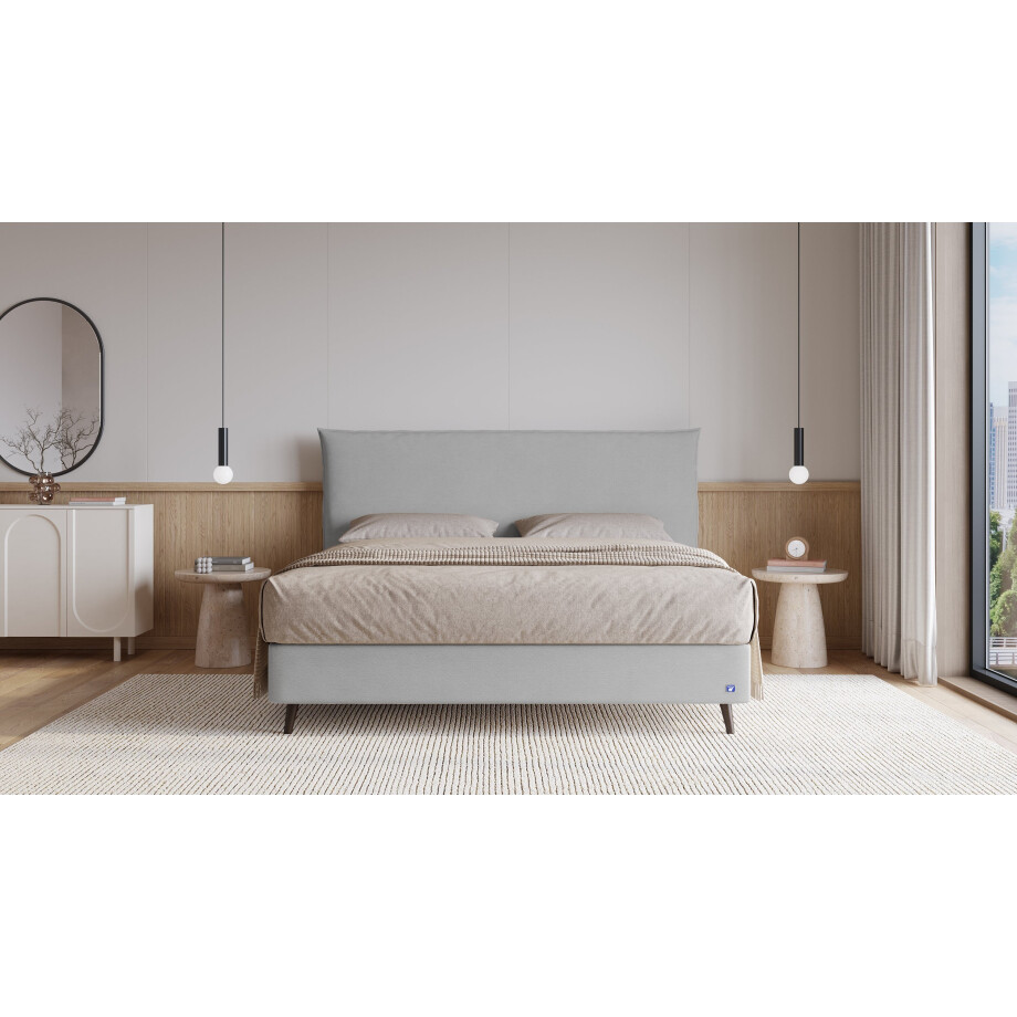 BRUNO Surpreme boxspring 140x200cm in lichtgrijs | Keuze uit: 6 kleuren & 4 hoofdborden | Luxe 27 cm Pulse-Latex-matras | Made in Germany afbeelding 1