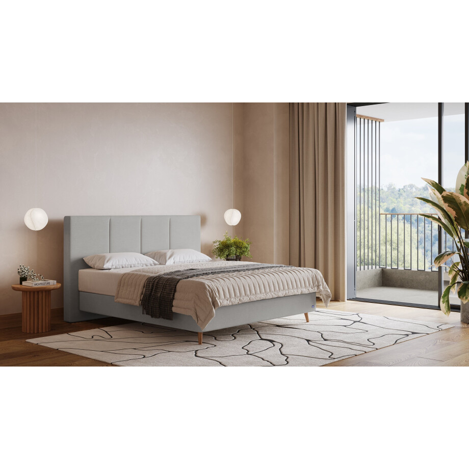 BRUNO Surpreme boxspring 160x200cm in lichtgrijs | Keuze uit: 6 kleuren & 4 hoofdborden | Luxe 27 cm Pulse-Latex-matras | Made in Germany BRUNO Surpreme boxspring 160x200cm in lichtgrijs | Keuze uit: 6 kleuren & 4 hoofdborden | Luxe 27 cm Pulse-Latex-matras | Made in Germany afbeelding 1